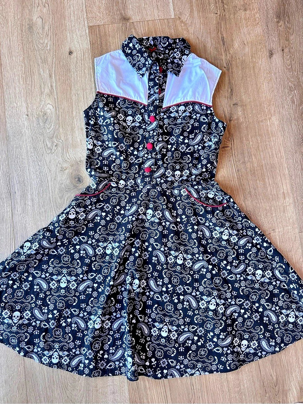 Hell Bunny Colorado Bandana Skull Dress Black & White Small Like New